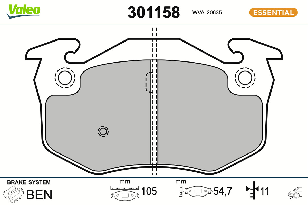 Jeu de 4 plaquettes de frein VALEO ref. 301158